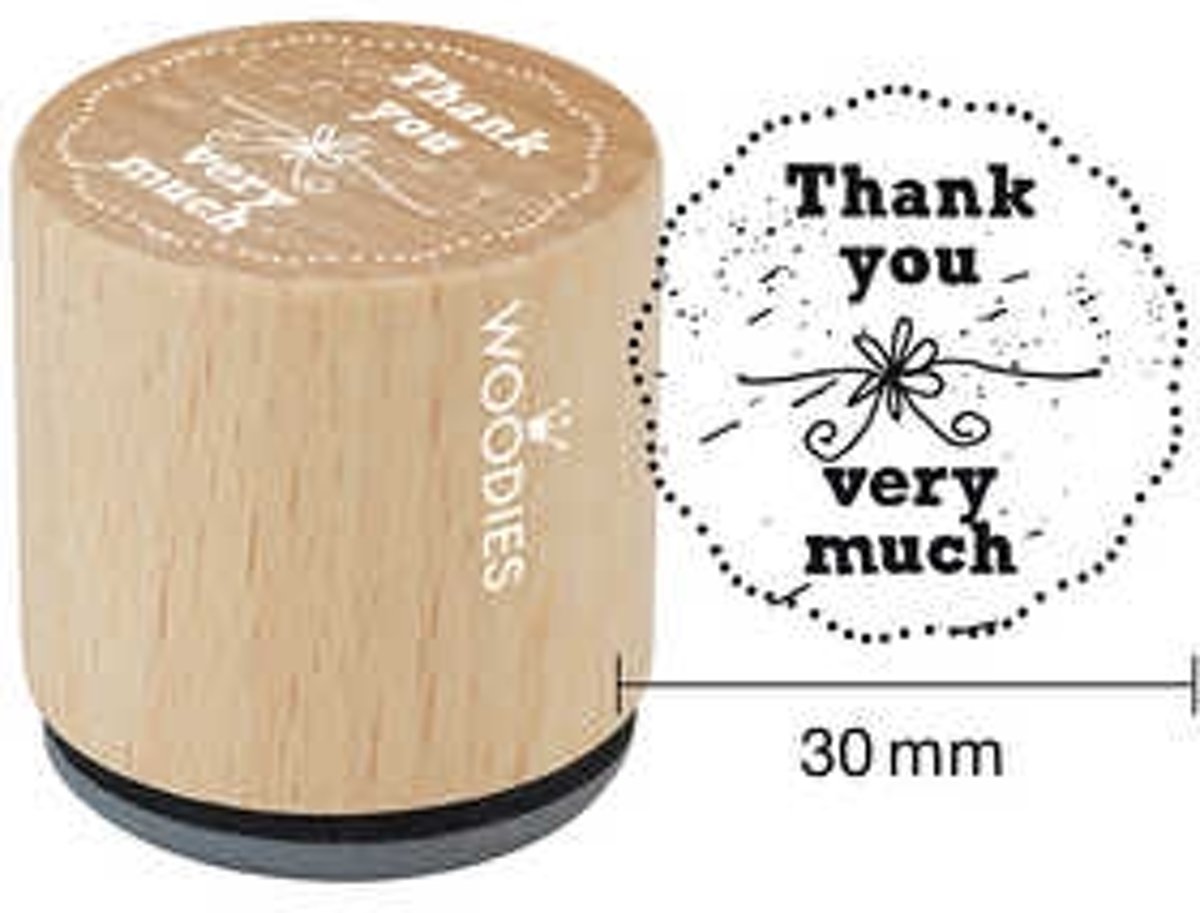 Houten stempel, d: 30 mm, h: 35 mm, Thank you very much , 1stuk [HOB-32333]